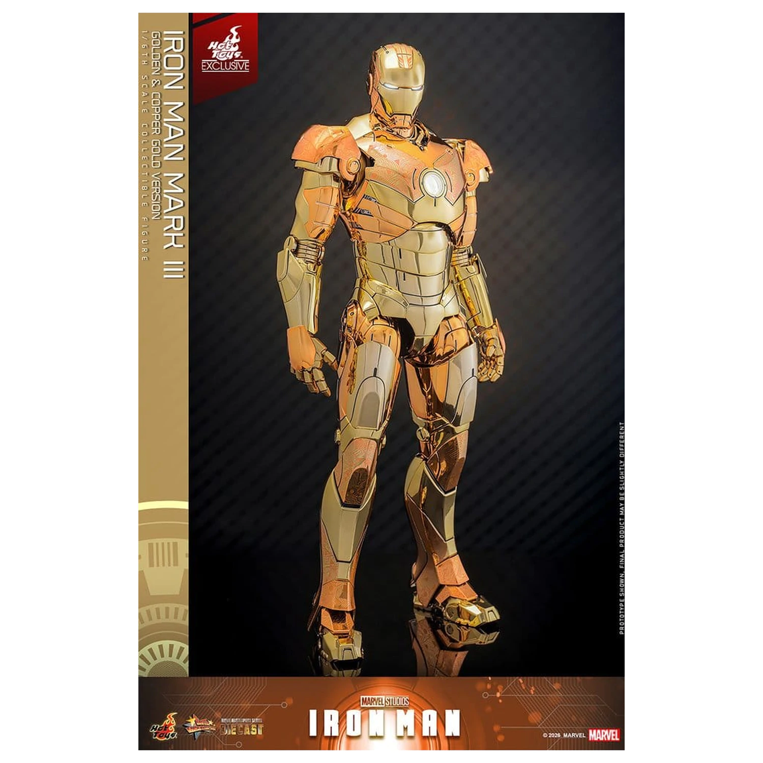 Iron Man Movie Masterpiece Diecast akčná figúrka 1/6 Iron Man Mark III (Golden & Copper Gold Version) Hot Toys Exclusive 33 cm produktová fotografia