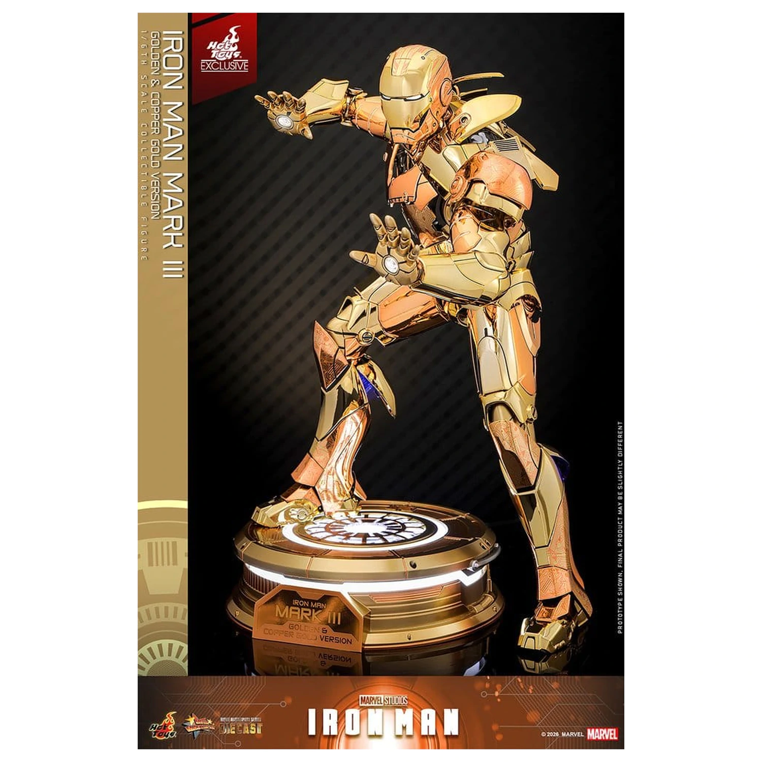 Iron Man Movie Masterpiece Diecast akčná figúrka 1/6 Iron Man Mark III (Golden & Copper Gold Version) Hot Toys Exclusive 33 cm produktová fotografia