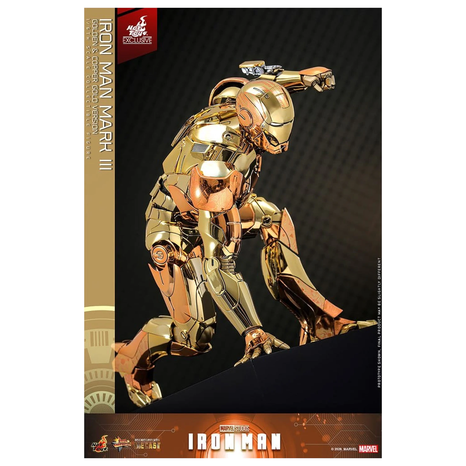 Iron Man Movie Masterpiece Diecast akčná figúrka 1/6 Iron Man Mark III (Golden & Copper Gold Version) Hot Toys Exclusive 33 cm produktová fotografia