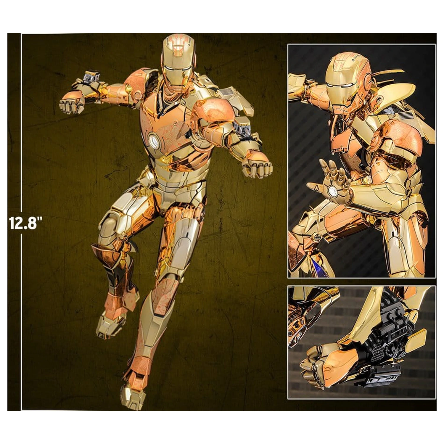 Iron Man Movie Masterpiece Diecast akčná figúrka 1/6 Iron Man Mark III (Golden & Copper Gold Version) Hot Toys Exclusive 33 cm produktová fotografia