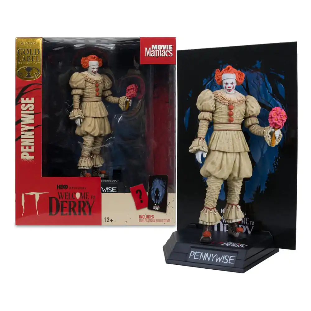 It: Welcome to Derry Movie Maniacs PVC socha Pennywise (Flashback) (Gold Label) 16 cm produktová fotografia