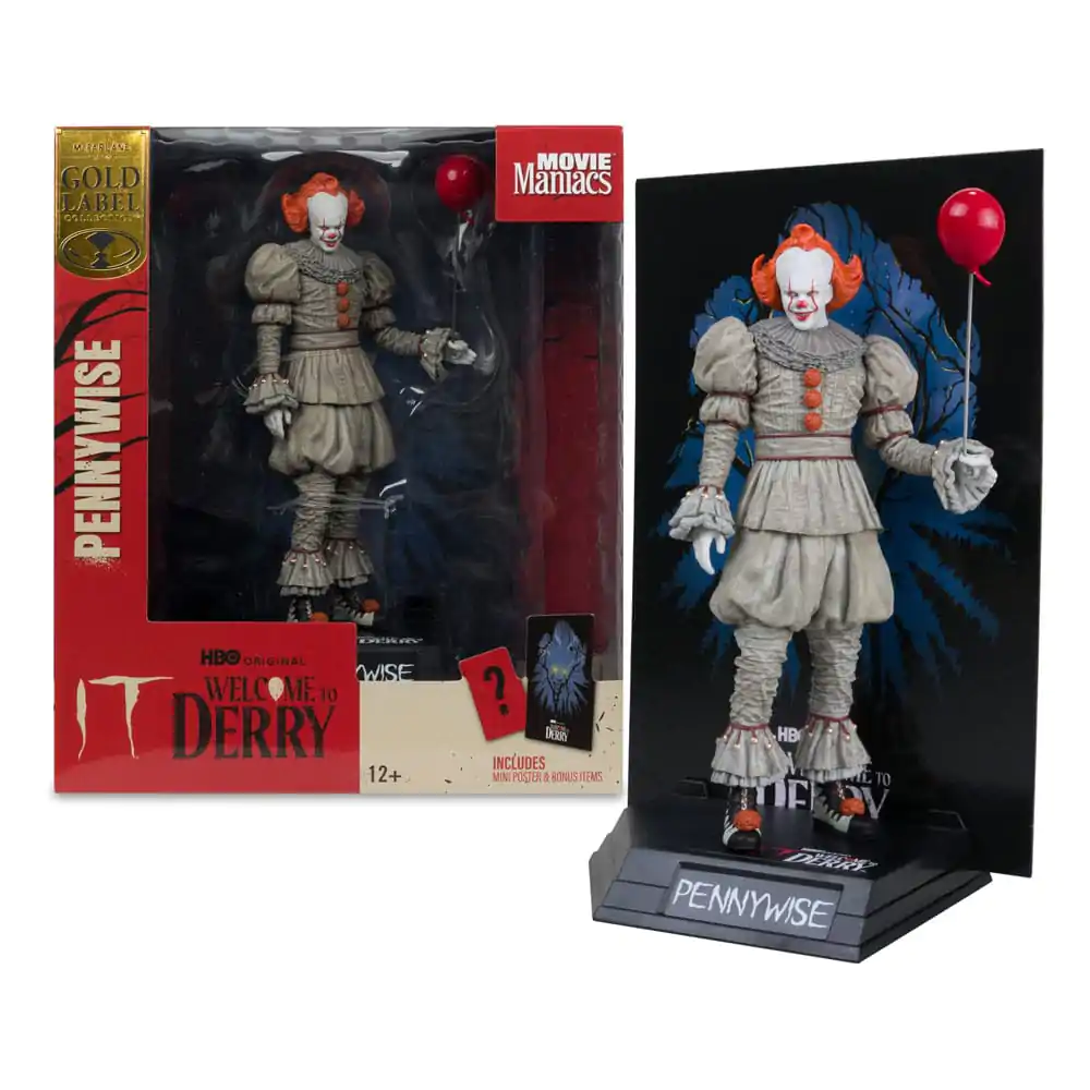 It: Welcome to Derry Movie Maniacs PVC Socha Pennywise (Gold Label) 16 cm produktová fotografia