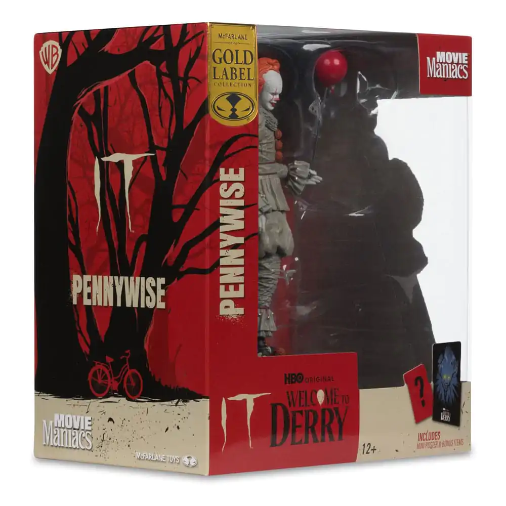 It: Welcome to Derry Movie Maniacs PVC Socha Pennywise (Gold Label) 16 cm produktová fotografia