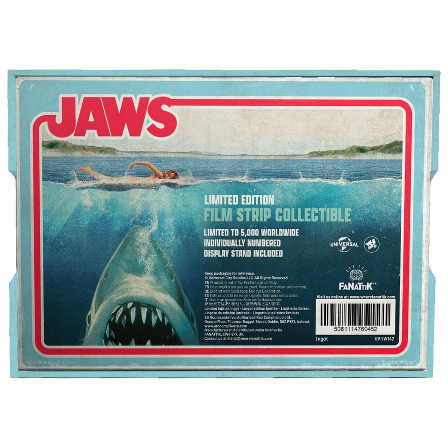 Jaws Ingot kovový filmový pásik zberateľská limitovaná edícia produktová fotografia