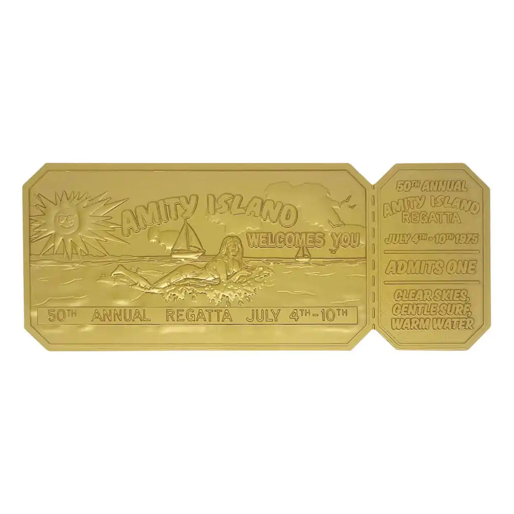 Replika Jaws 1/1 50th Anniversary Regatta Ticket, pozlátená 24k zlatom produktová fotografia