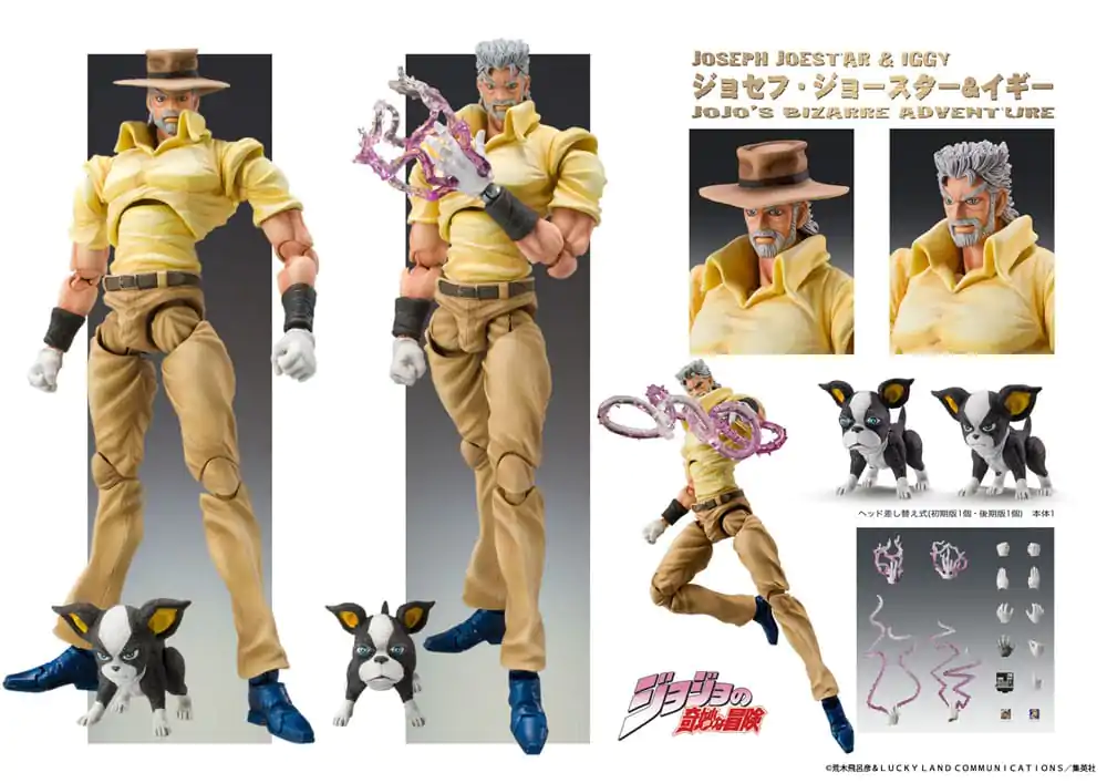 JoJo's Bizarre Adventure Super Action akčná figúrka Chozokado (Joseph Joestar & Iggy) (3. séria) 15 cm termékfotó