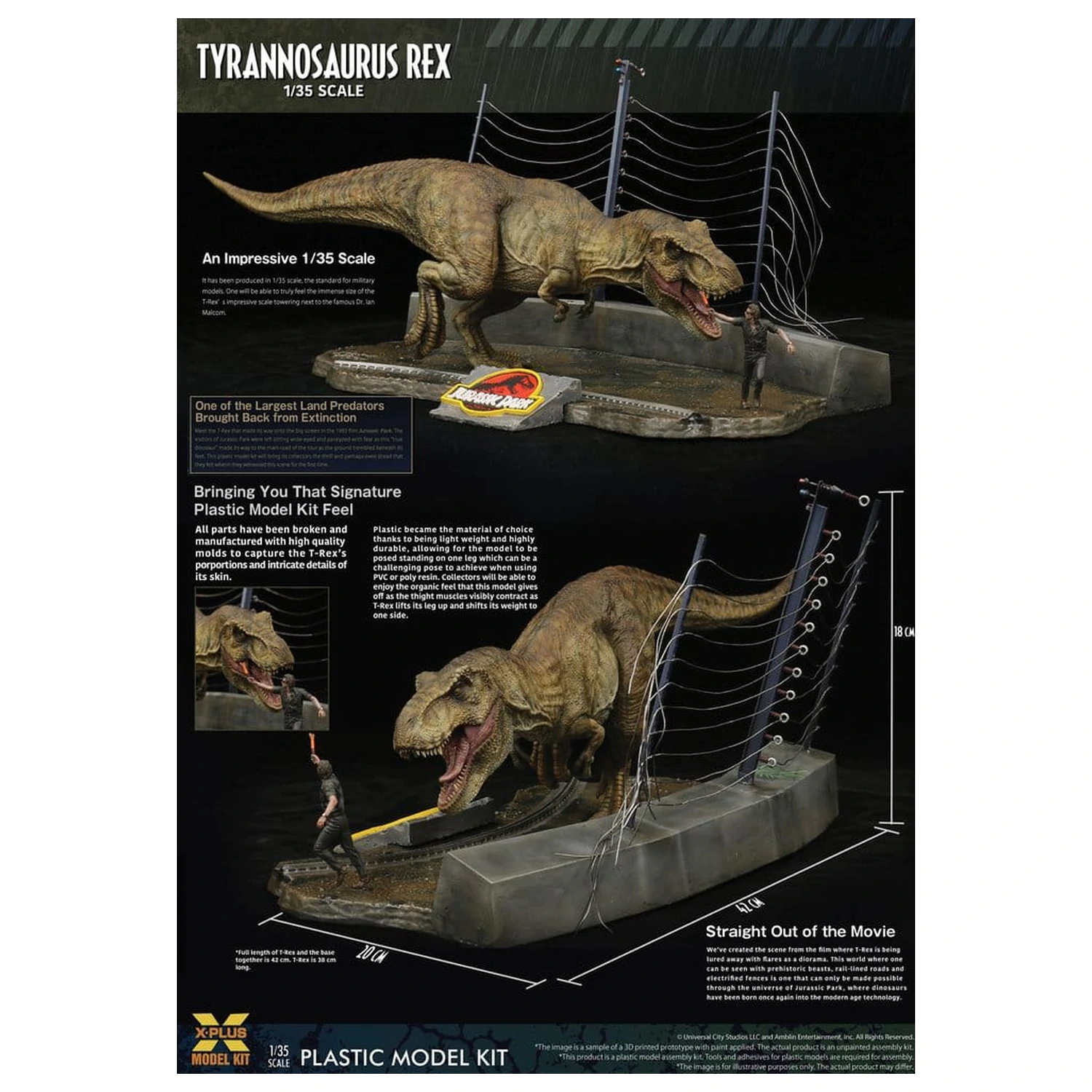 Jurassic Park Plastový model kit 1/35 Tyrannosaurus Rex 42 cm produktová fotografia