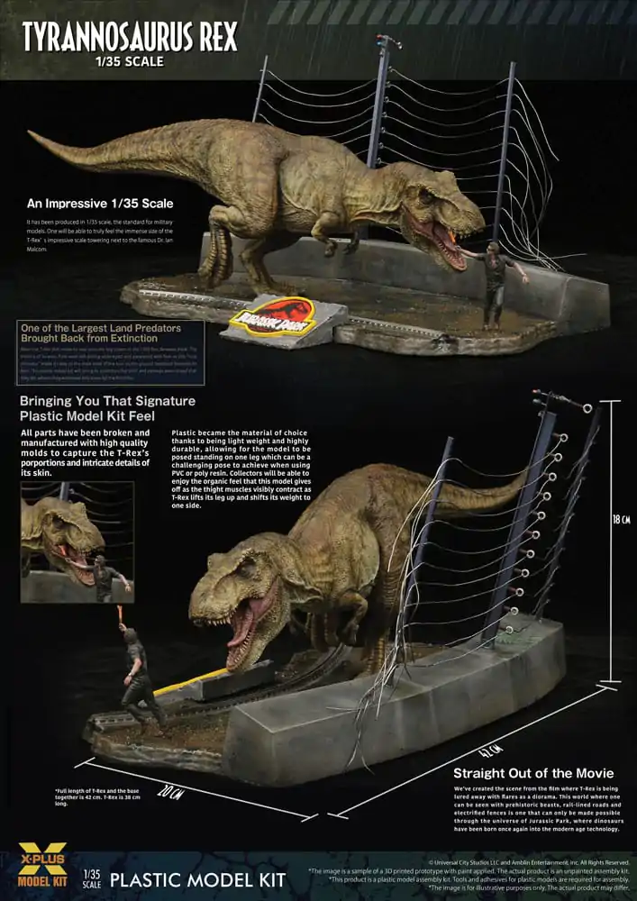 Jurassic Park Plastic Model Kit 1/35 Tyrannosaurus Rex 42 cm produktová fotografia