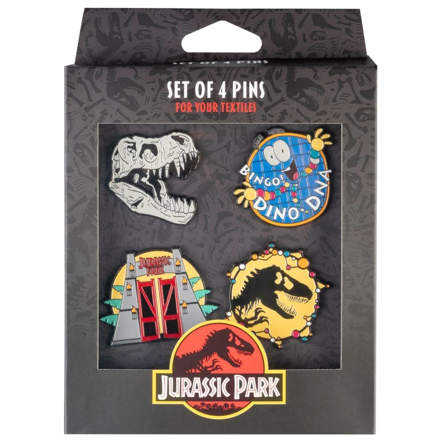 Jurassic Park súprava 4 odznakov produktová fotografia