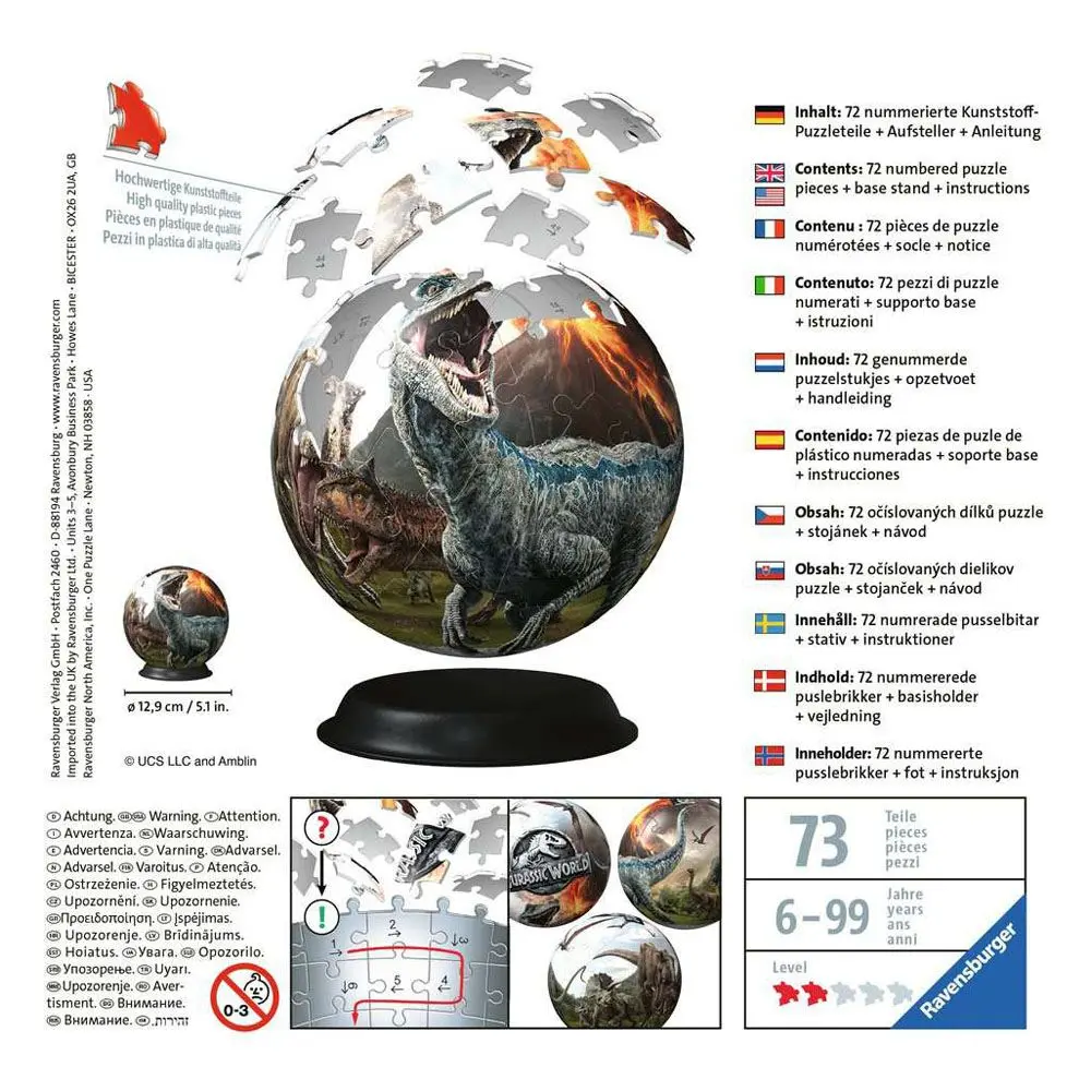 Jurassic World 3D Puzzle Ball (72 ks) termékfotó