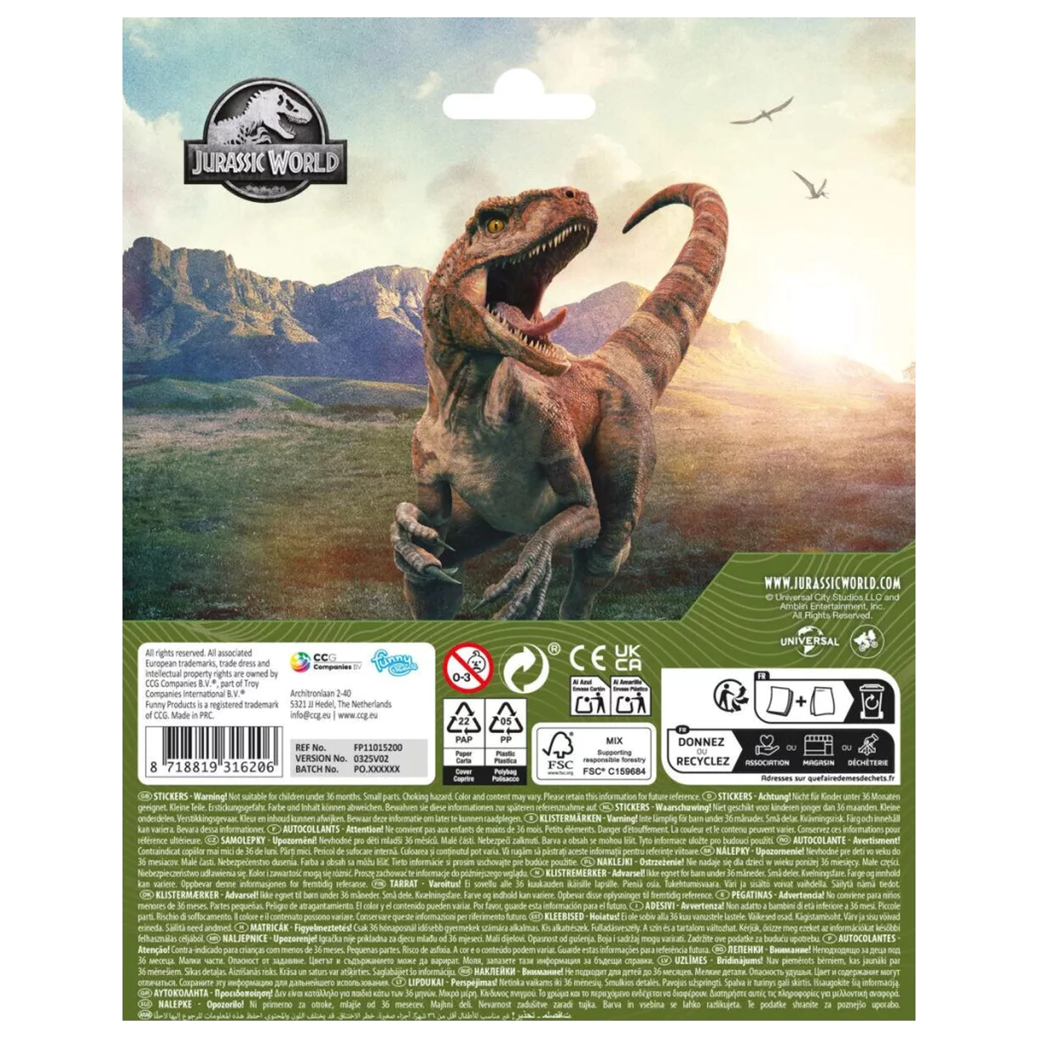Jurassic World Attack Nálepka produktová fotografia