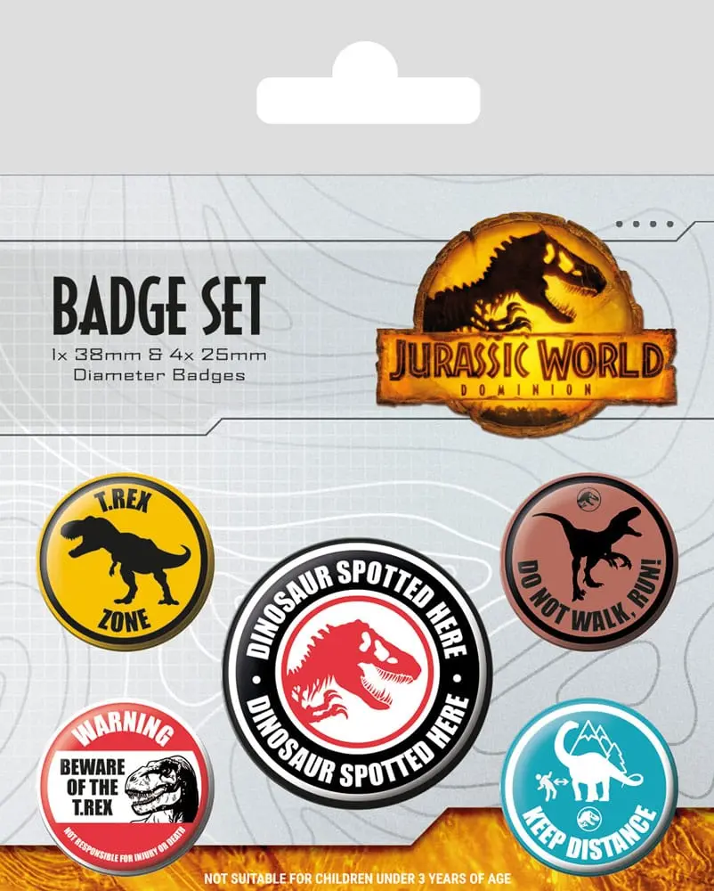 Jurassic World: Dominion Pin-Back Buttons 5-Pack Výstražné Značky produktová fotografia