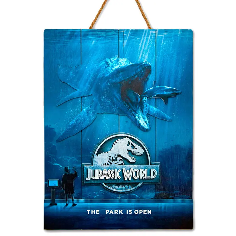 Jurassic World Mossasaurus Woodart 3D Print drevená tabuľa produktová fotografia