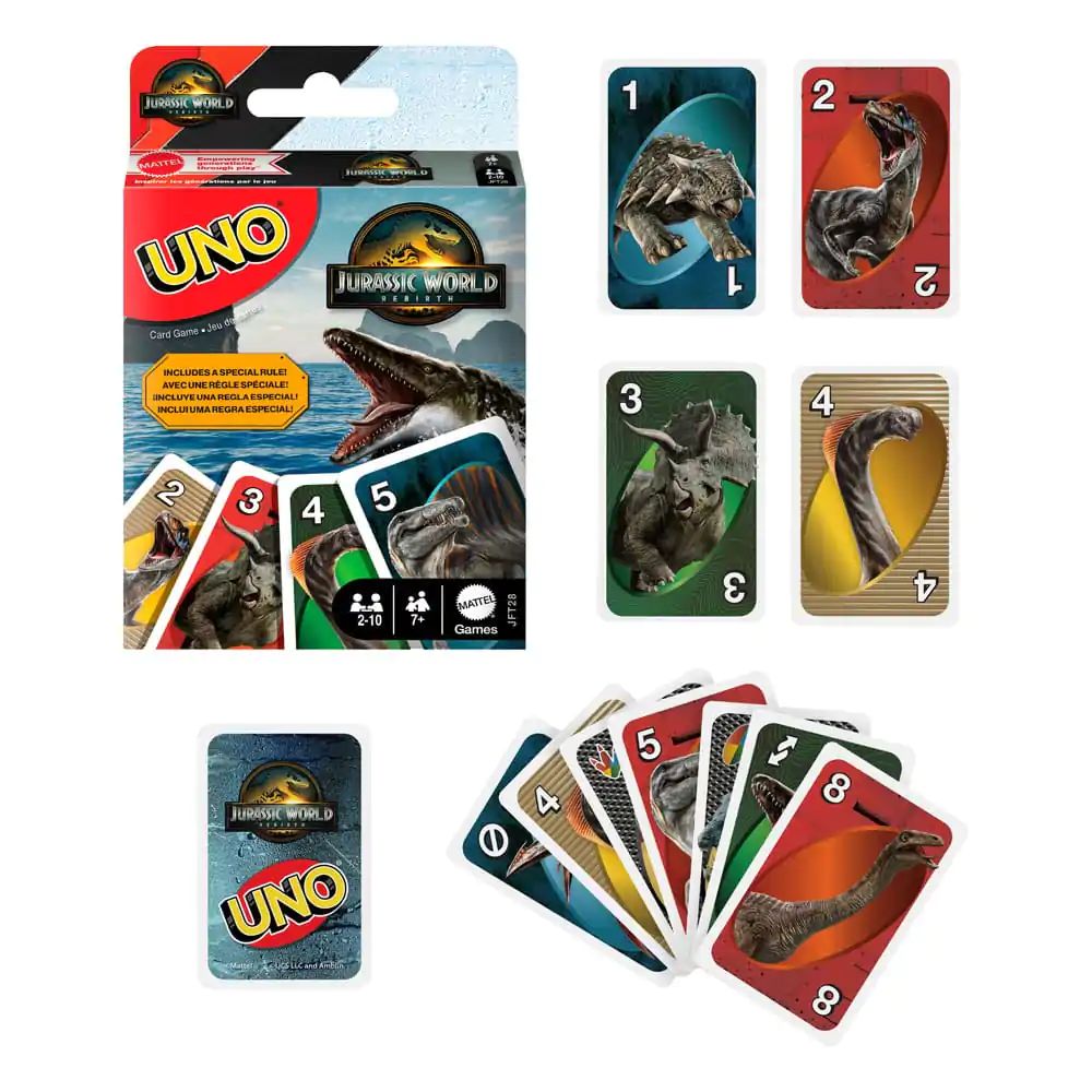 Jurassic World Rebirth UNO Kartová hra produktová fotografia