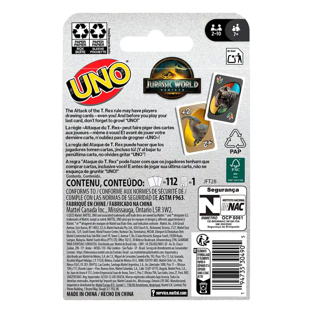 Jurassic World Rebirth UNO Kartová hra produktová fotografia