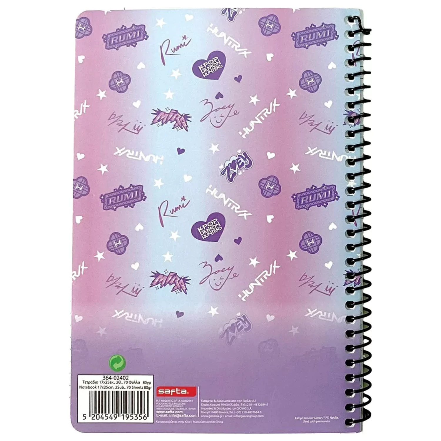 K-pop Demon Hunters Warrior Trio B/5 Lined Spiral Notebook, 70 listov produktová fotografia
