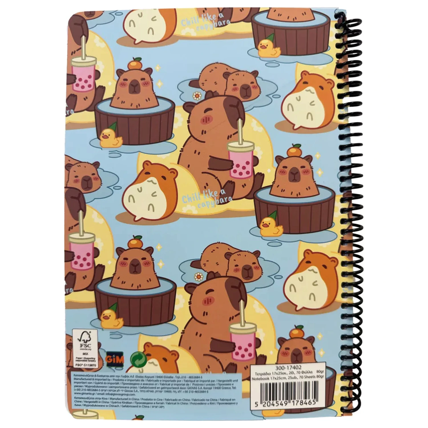 Capybara Chill B/5 Lined špirálový zápisník 70 listov produktová fotografia