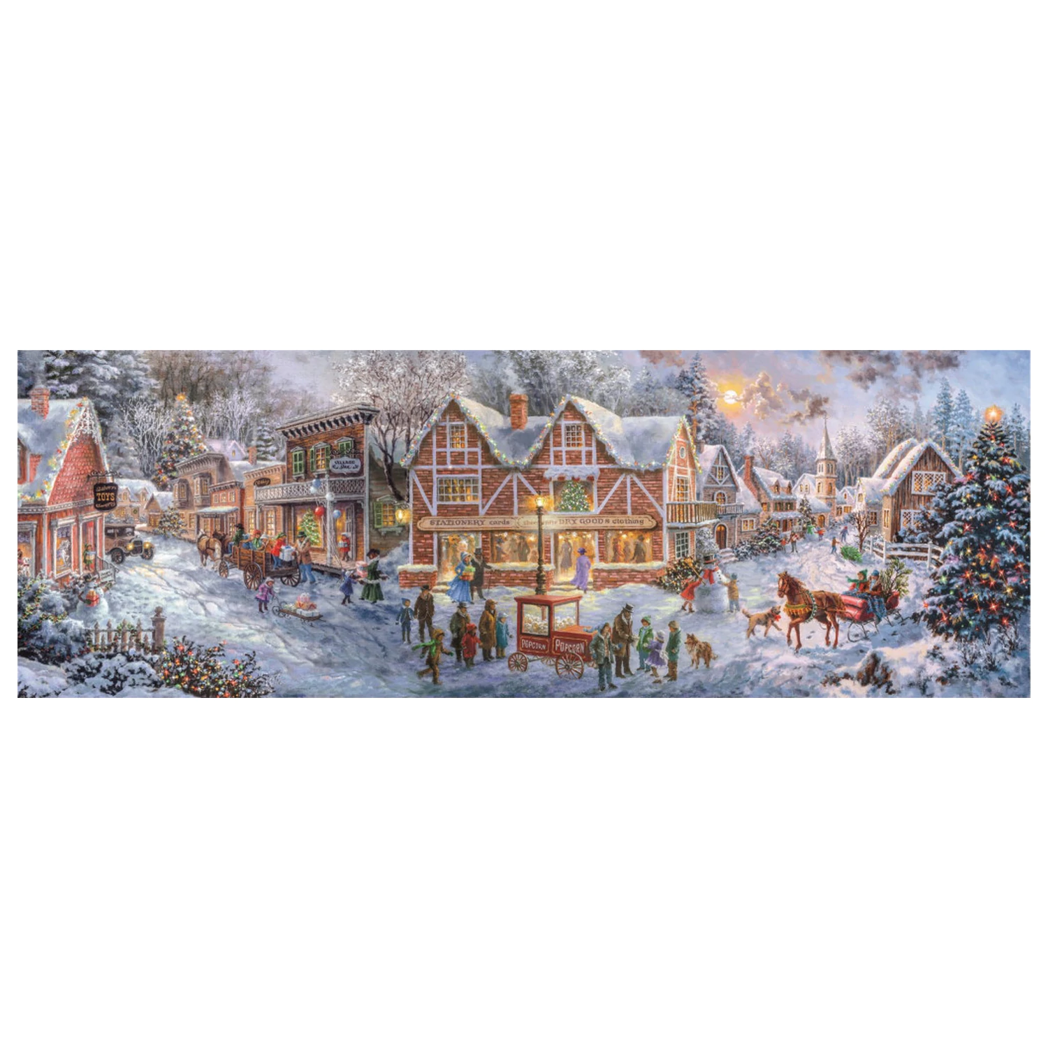 Christmas Village Getting Ready 1000-dielne panoramatické puzzle Clementoni produktová fotografia