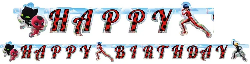 Miraculous: Tales of Ladybug & Cat Noir Adventures Happy Birthday nápis 200 cm produktová fotografia