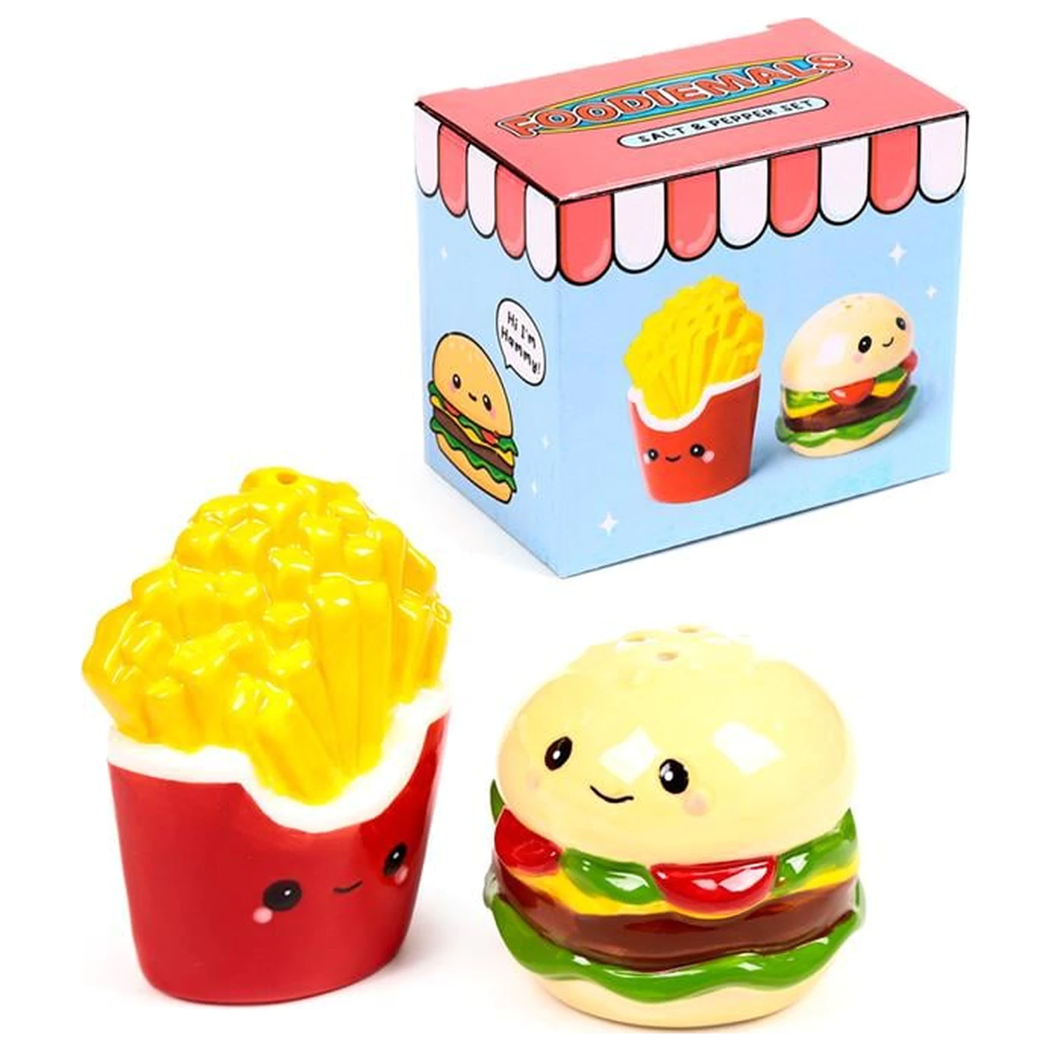 Kawaii Burger & Fries soľničky a koreničky súprava produktová fotografia