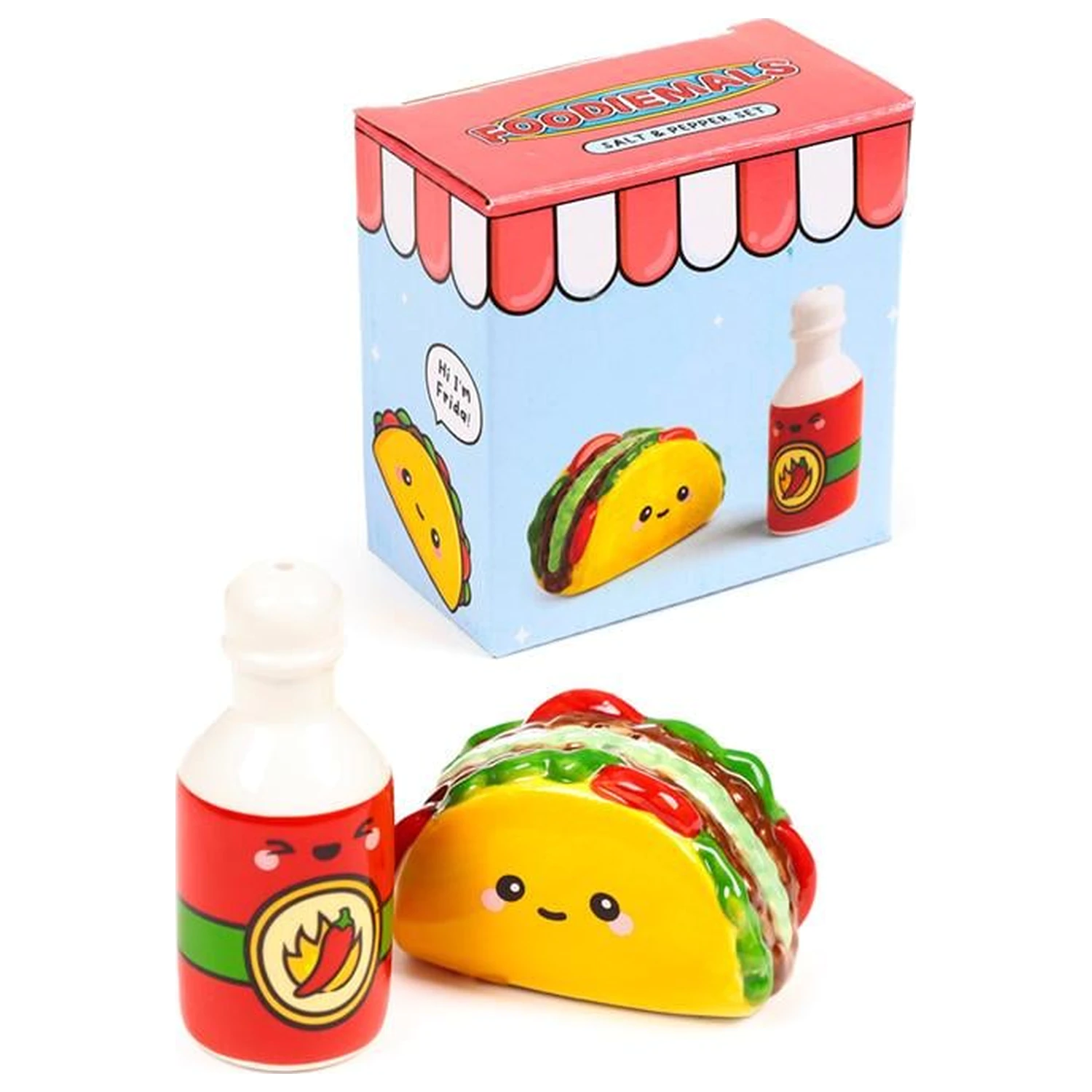 Kawaii Taco & Sauce Soľničky a koreničky s omáčkou súprava produktová fotografia