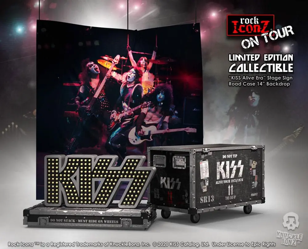 Kiss Rock Ikonz On Tour Road kufor so sochou + Stage Backdrop Set Alive! Tour produktová fotografia