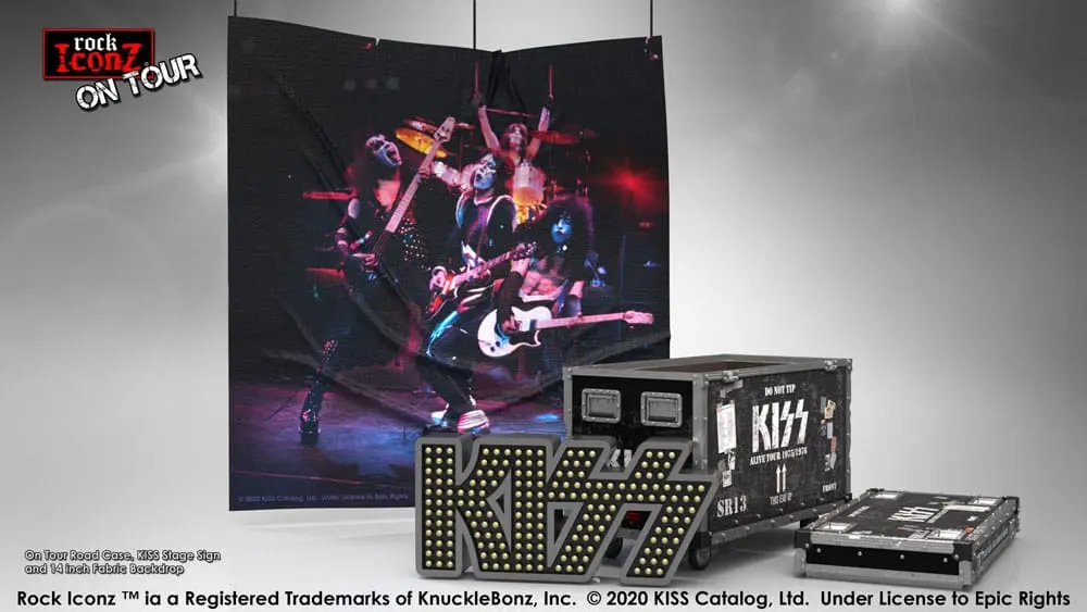 Kiss Rock Ikonz On Tour Road kufor so sochou + Stage Backdrop Set Alive! Tour produktová fotografia