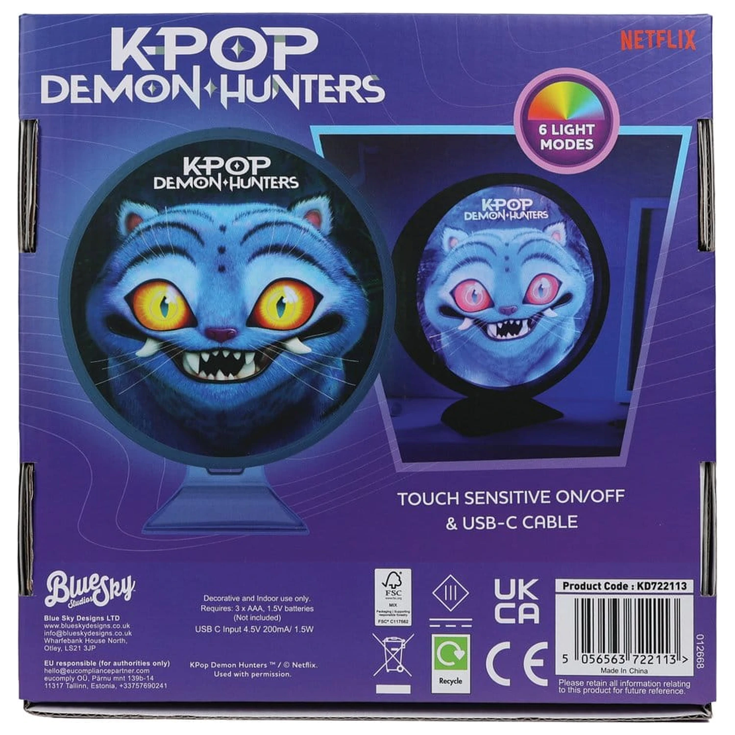 KPop Demon Hunters Mood Lamp s USB-C Derpy 11cm produktová fotografia