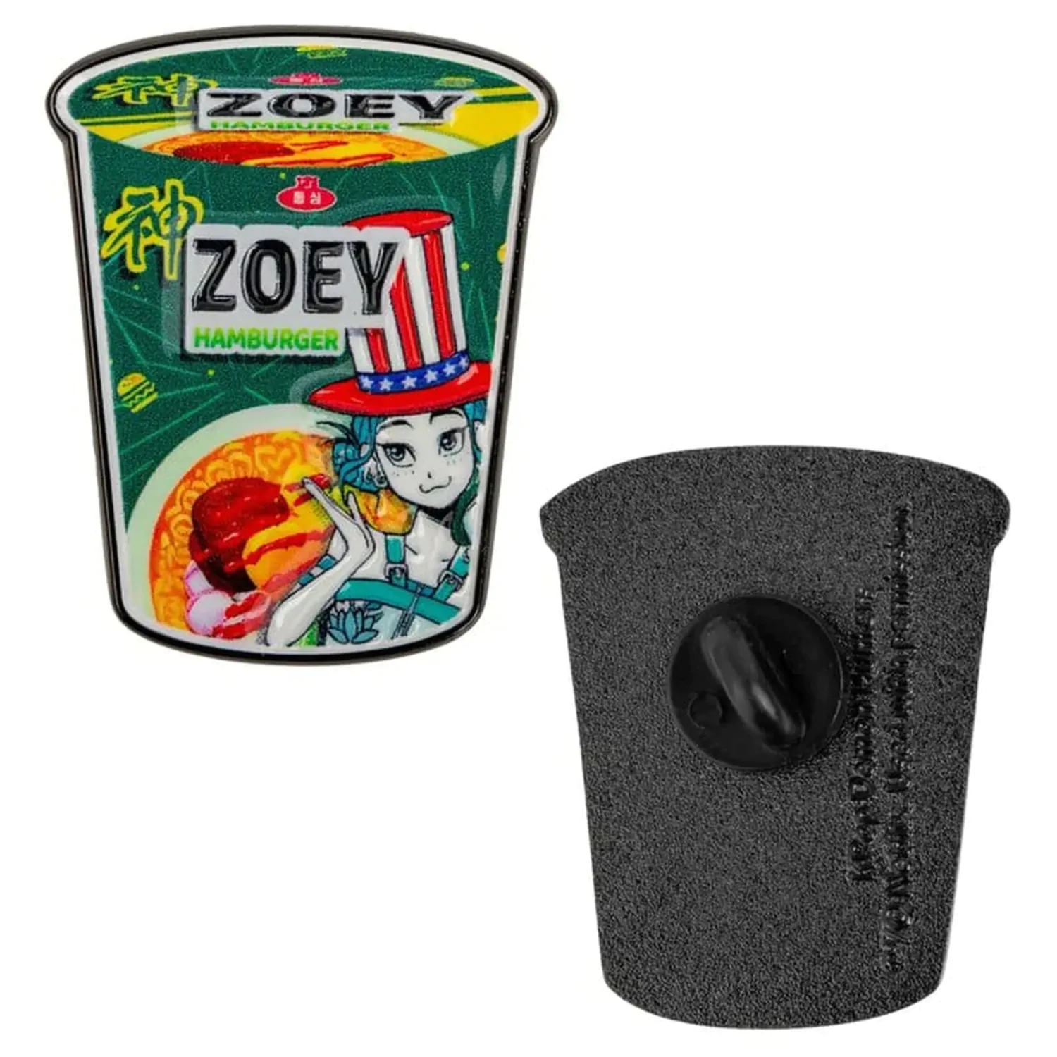 KPop Demon Hunters odznak Zoey Hamburger Noodles produktová fotografia
