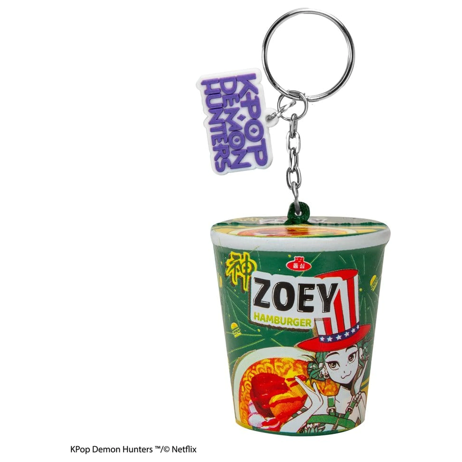 KPop Demon Hunters Squishy kľúčenka Zoey Hamburger Noodles produktová fotografia