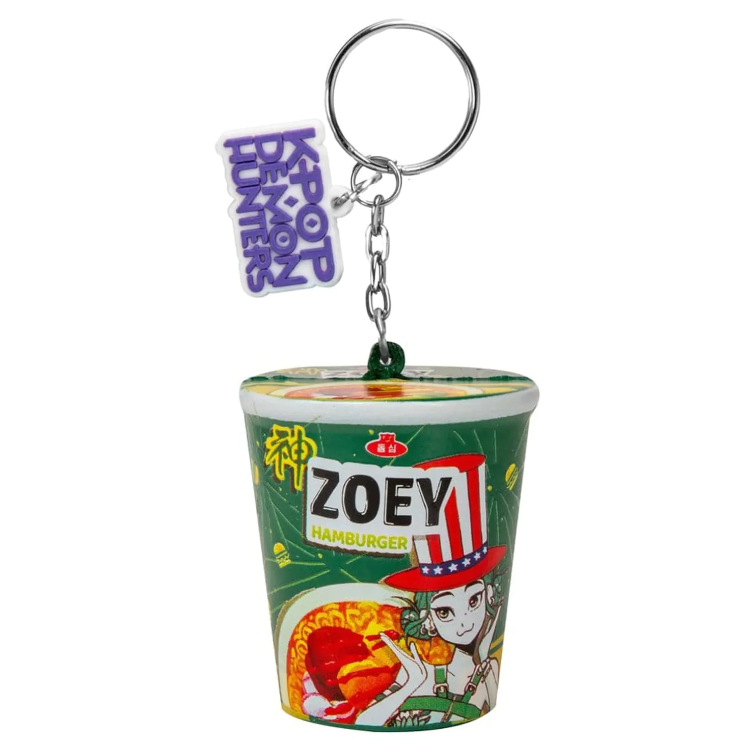 KPop Demon Hunters Squishy kľúčenka Zoey Hamburger Noodles produktová fotografia