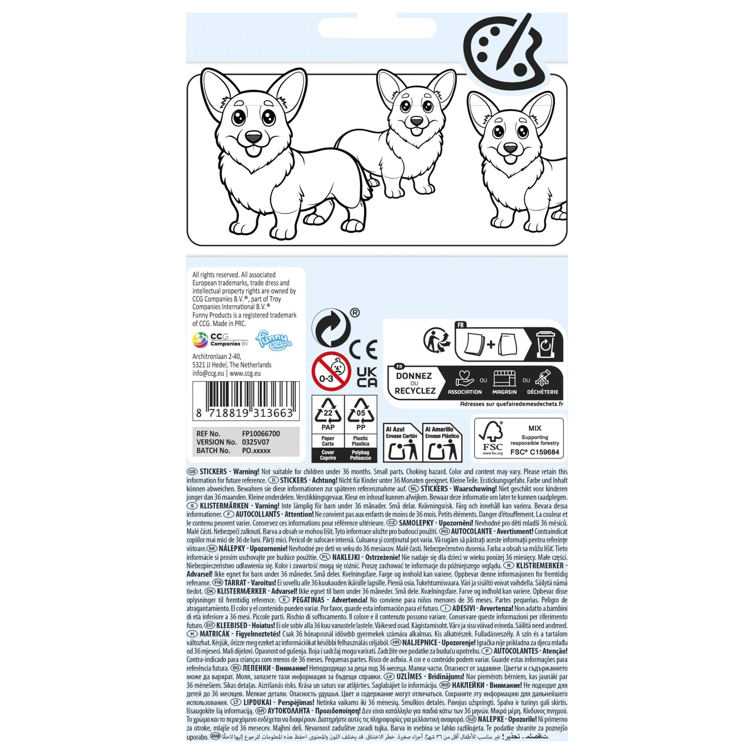 Dog Vtipná nálepka produktová fotografia