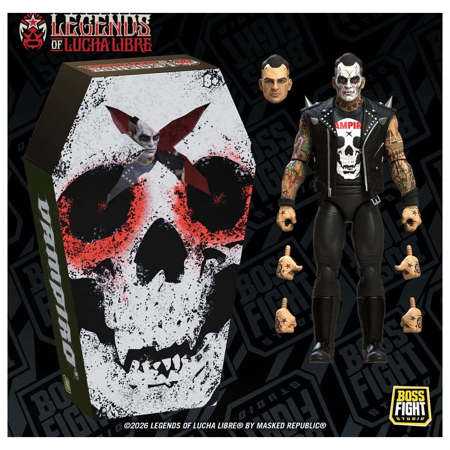 Legends of Lucha Libre Fanaticos akčná figúrka Vampiro Coffin Box Resurrected 15 cm produktová fotografia