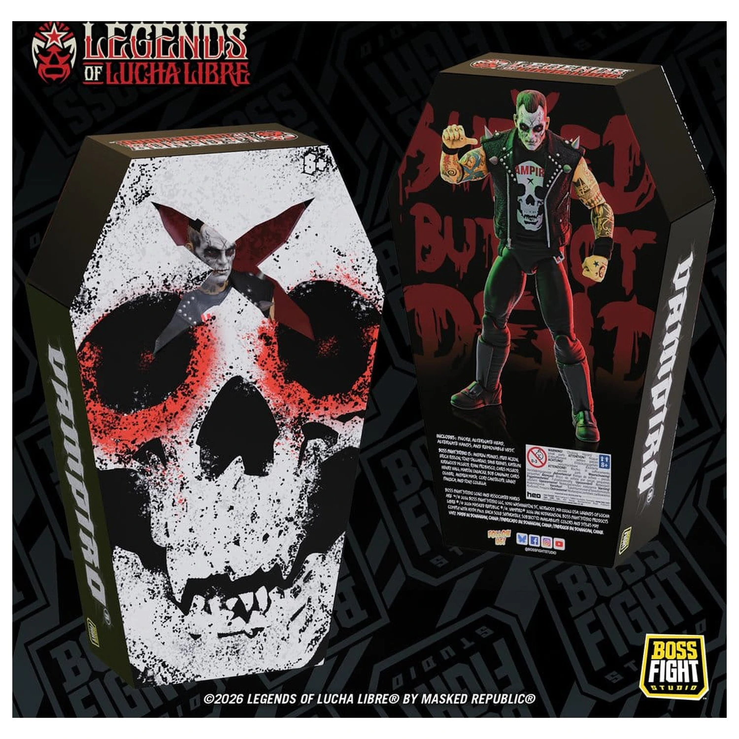Legends of Lucha Libre Fanaticos akčná figúrka Vampiro Coffin Box Resurrected 15 cm produktová fotografia