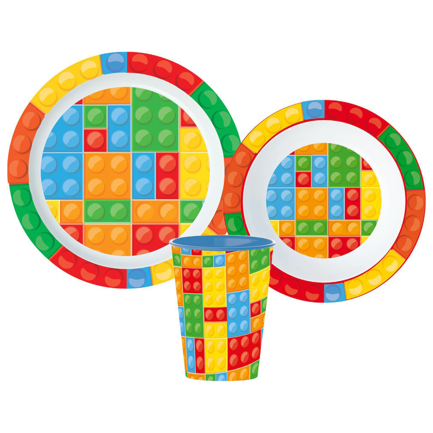 Lego Pattern Bricks obedový set riadu, micro plastic set produktová fotografia