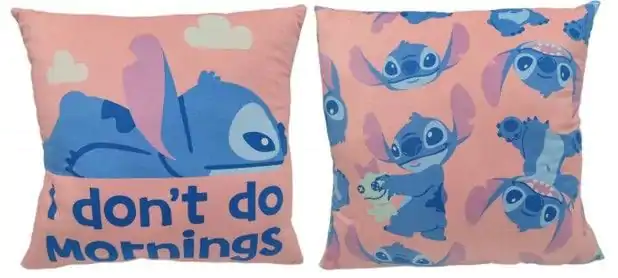 Lilo & Stitch Vankúš Stitch I don't do mornings 40 cm produktová fotografia