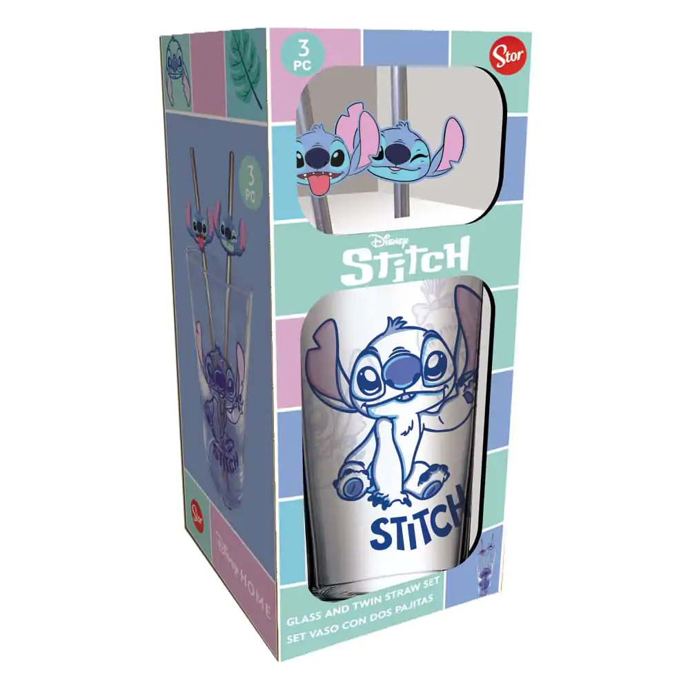 Lilo & Stitch Sklenený pohár so slamkami Stitch 485 ml produktová fotografia