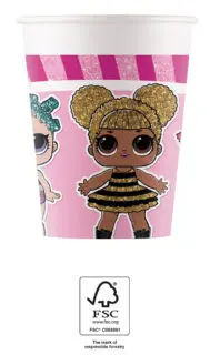 LOL Surprise Glitterati papierové poháre 8 ks 200 ml FSC produktová fotografia