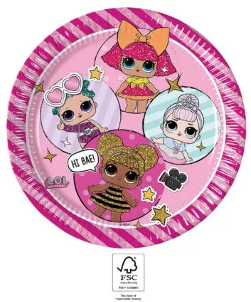 LOL Surprise Glitterati papierové taniere, balenie po 8 kusoch, 23 cm, FSC produktová fotografia
