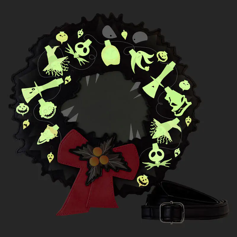 Loungefly Disney Nightmare Before Christmas Wreath String Lights Glow crossbody taška 23 cm termékfotó