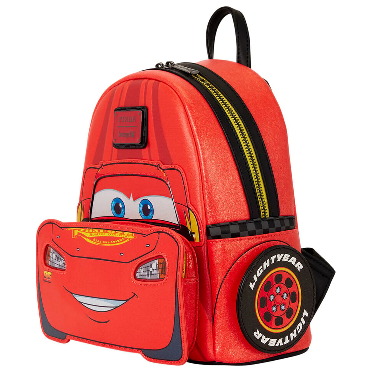 Loungefly Disney Pixar Cars 20th Anniversary Lightning McQueen kovový svetelný batoh 26 cm produktová fotografia