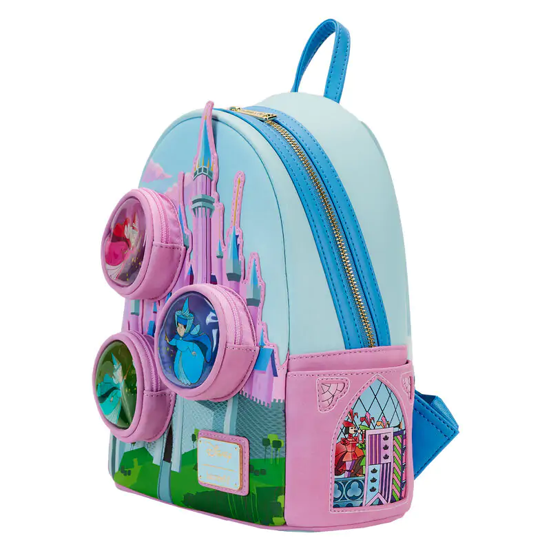 Loungefly Disney Sleeping Beauty Castle Three Good Fairies Stained Glass ruksak 26 cm produktová fotografia
