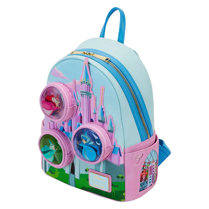 Loungefly Disney Sleeping Beauty Castle Three Good Fairies Stained Glass ruksak 26 cm produktová fotografia