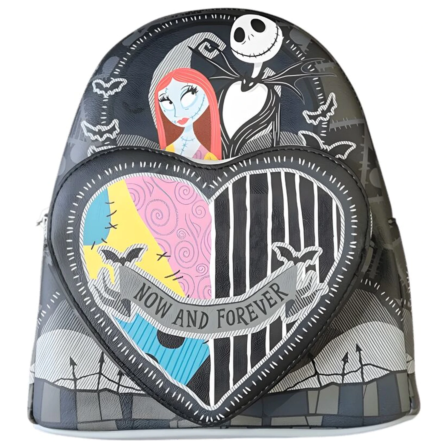 Loungefly The Nightmare Before Christmas Jack & Sally Split Heart ruksak 26 cm produktová fotografia