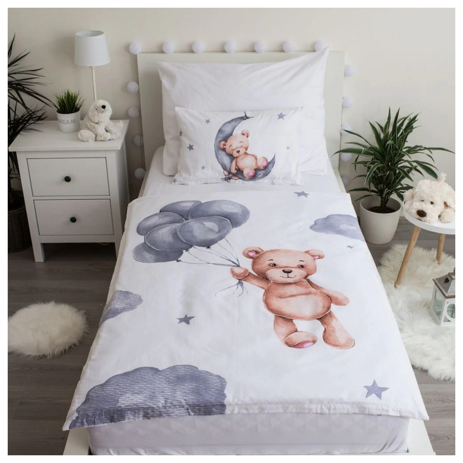 Maci Teddy Balloon Detská predškolská súprava obliečok na periny produktová fotografia