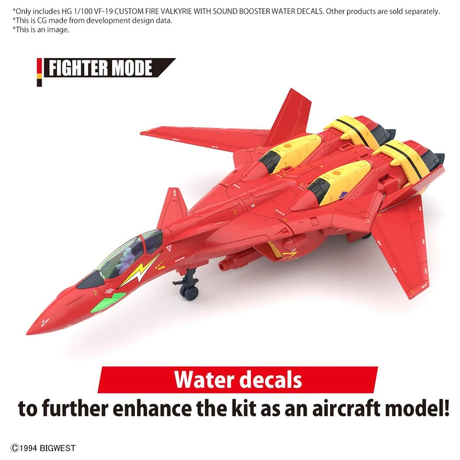 Macross HG 1/100 VF-19 Custom Fire Valkyrie vodné obtlačky Model Kit produktová fotografia