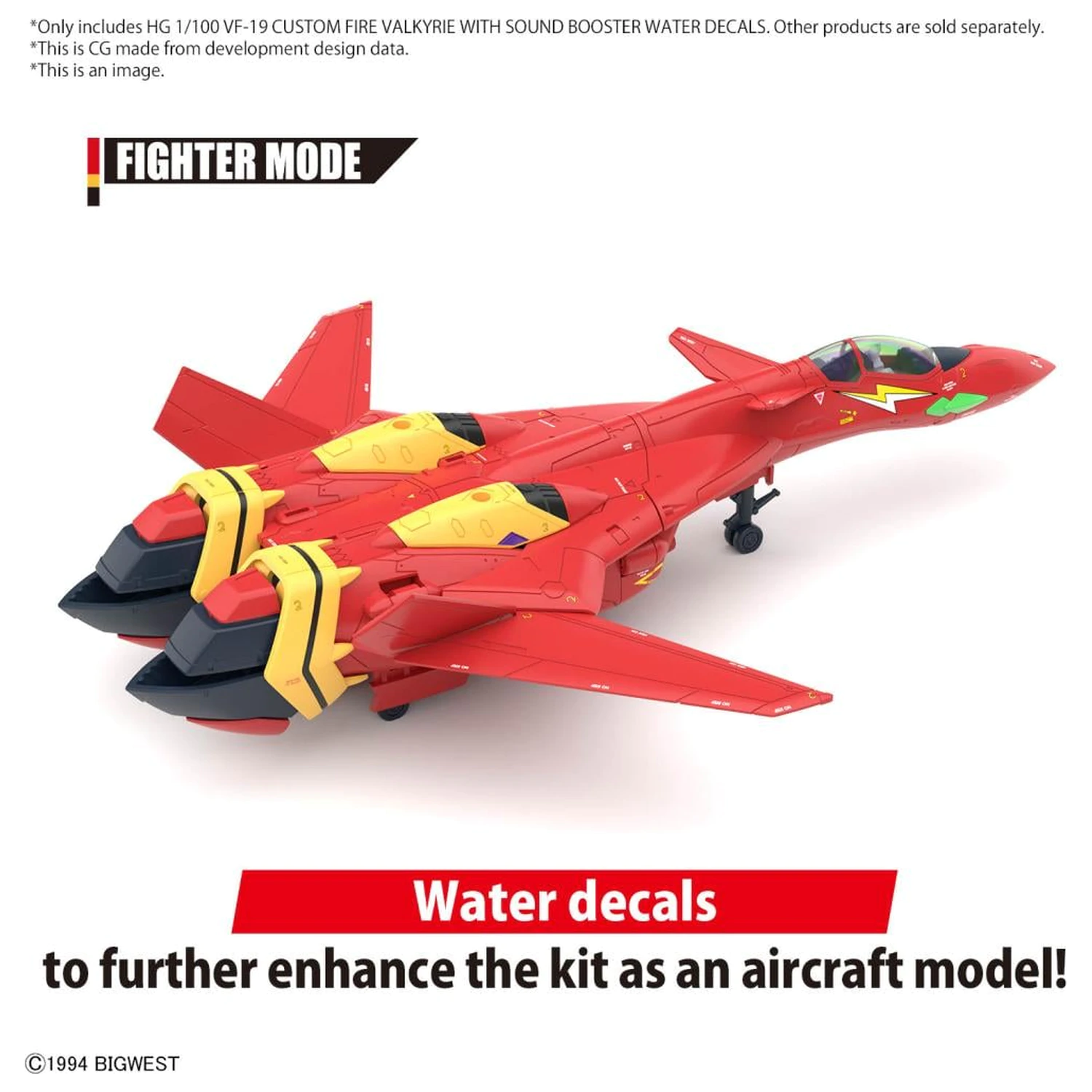 Macross HG 1/100 VF-19 Custom Fire Valkyrie vodné obtlačky Model Kit produktová fotografia