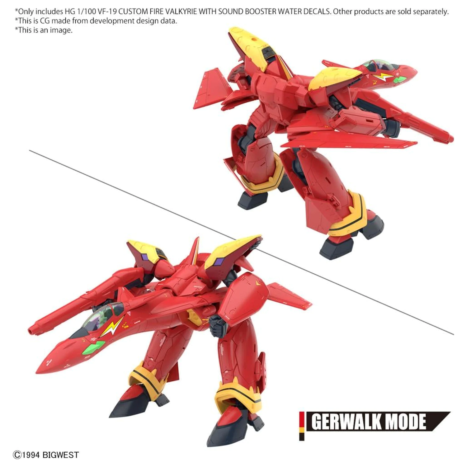 Macross HG 1/100 VF-19 Custom Fire Valkyrie vodné obtlačky Model Kit produktová fotografia