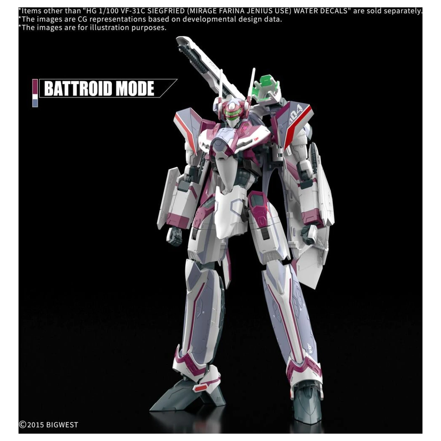 MACROSS HG 1/100 VF-31C Siegfried (Farina Jenius) Obtlačky Model Kit produktová fotografia