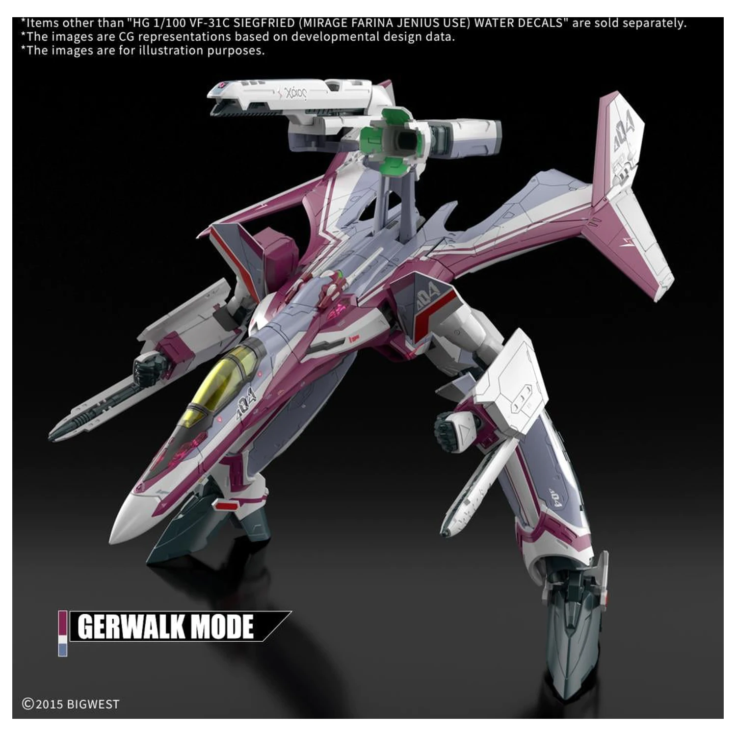 MACROSS HG 1/100 VF-31C Siegfried (Farina Jenius) Obtlačky Model Kit produktová fotografia